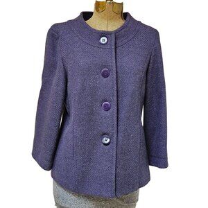 Pendleton Jacket Womens Size 12 Purple Wool Long Sleeve Button Front Blazer